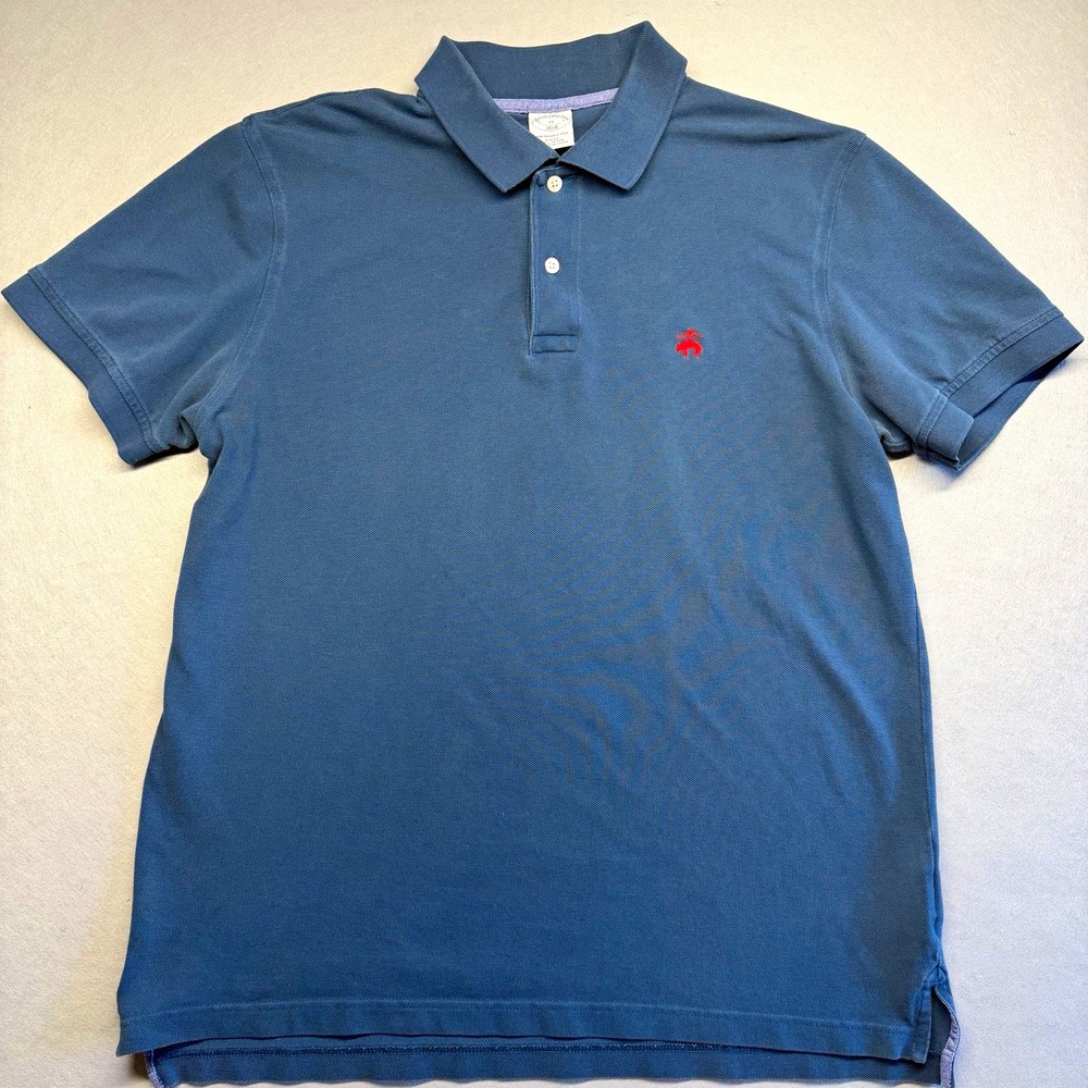 Brooks Brothers 1818 Performance Polo Shirt Men's XL Blue Slim Fit Cotton